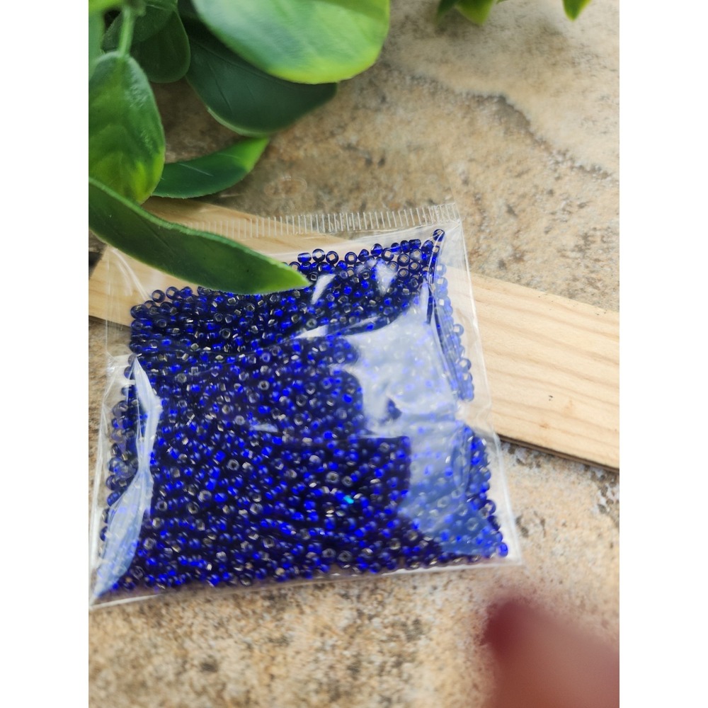 Czech Glass Beads 10/0 Preciosa Brand.  Royal Blue  Crystal Color. Bag  15 Gr.